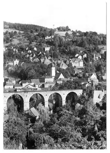 Ansichtskarte, Sebnitz, Teilansicht mit Viadukt, 1976