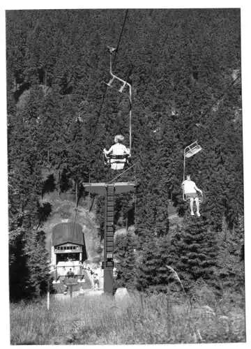 AK, Oberhof Thür. Wald, Schanze am Rennsteig, Sessellift, 1969