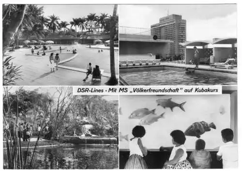 Ansichtskarte, Mit der MS Freundschaft auf Kubakurs, vier Abb., 1968, DDR-Schiffspost