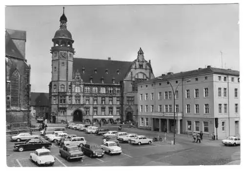 AK, Köthen, Marktplatz mit Rathaus und Stadthaus, 1982