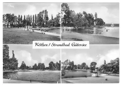 Ansichtskarte, Köthen, Strandbad Gütersee, vier Abb., 1974