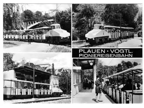 Ansichtskarte, Plauen Vogtl., Pioniereisenbahn, vier Abb., 1972