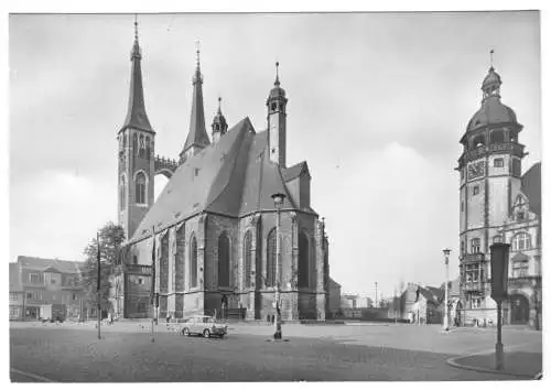 Ansichtskarte, Köthen, Marktplatz mit St. Jakobikirche und Rathaus, 1973