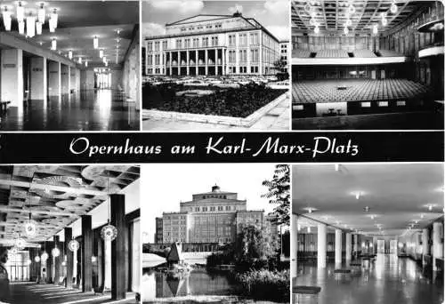 Ansichtskarte, Leipzig, Opernhaus am Karl-Marx-Platz, sechs Abb., 1986