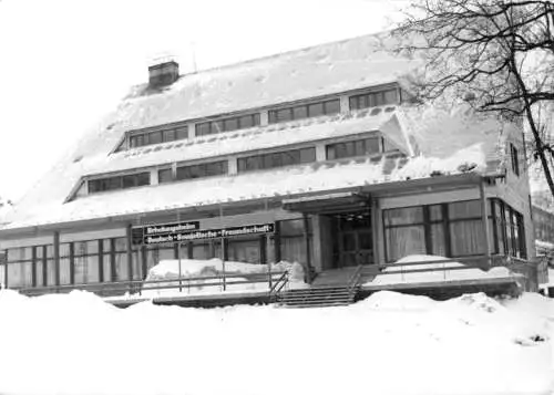 Ansichtskarte, Schmiedefeld Rstg., FDGB-Feriendienst, DSF-Heim, Winteransicht, 1980