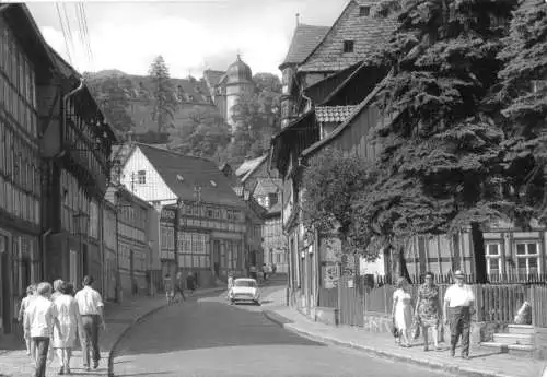 Ansichtskarte, Stolberg Harz, Straßenpartie mit Bl. z. Schloß 1981