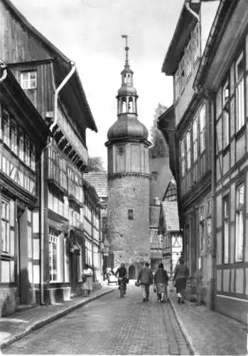 Ansichtskarte, Stolberg Harz, Straßenpartie mit Marktturm, 1973