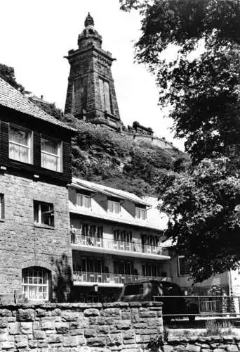 Ansichtskarte, Kyffhäuser, Blick zum Kyffhäuserdenkmal und FDGB-Heim "Glückauf", 1971