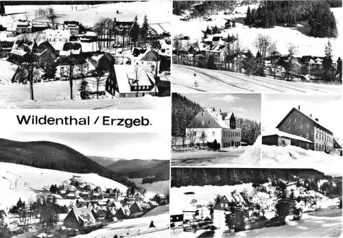 Ansichtskarte, Wildenthal Erzgeb., sechs winterliche Motive, 1981