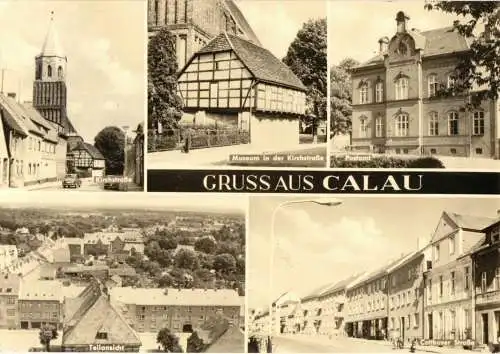 Ansichtskarte, Calau, fünf Abb., u.a. Postamt, 1969