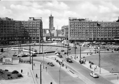 Ansichtskarte, Berlin Mitte, Blick auf den Alexanderplatz vor der Umgestaltung, 1964