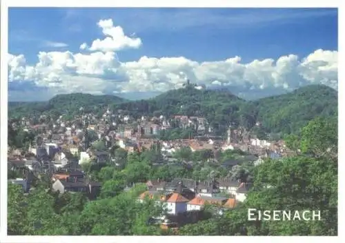 Ansichtskarte, Eisenach, Blick über die Stadt zur Wartburg, um 1999