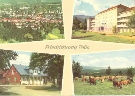 Ansichtskarte, Friedrichroda, 4 Abb., u.a. FDGB-Heim, 1966