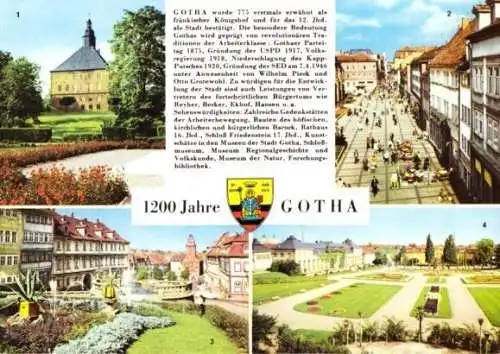 Ansichtskarte, Gotha, 1200 Jahre Gotha, 4 Abb., 1988