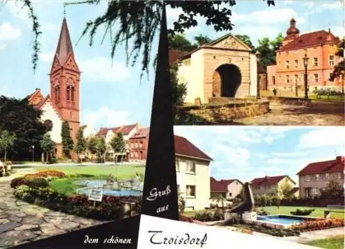 Ansichtskarte, Troisdorf, drei Abb., 1968