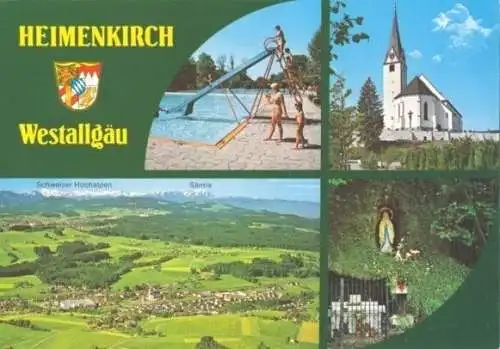 Ansichtskarte, Heimenkirch, Westallgäu, 4 Abb., um 1990