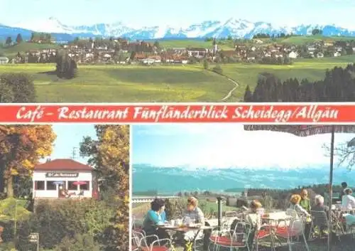 Ansichtskarte, Scheidegg Allgäu, Café "Fünfländerblick" 3 Abb.