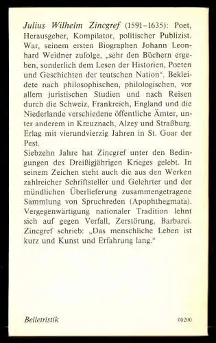 Zincgref, Julius Wilhelm; Der Teutschen scharfsinnige kluge Sprüch, 1985