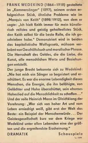 Wedekind, Frank; Der Kammersänger, Der Marquis von Keith, 1964, Reclam 152