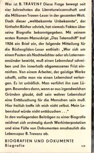 Recknagel, Rolf; B. Traven - Beiträge zur Biografie, 1966, Reclam 269