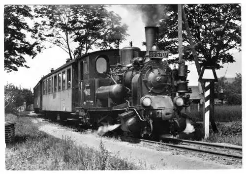 Ansichtskarte, Spreewald, Zug der Spreewaldbahn mit Dampflok auf der Strecke, 1976