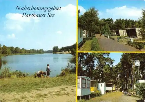 AK, Parchau Kr. Burg, Naherholungsgebiet Parchauer See, drei Abb., um 1989