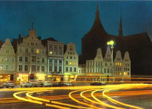 Ansichtskarte, Rostock, Ernst-Thälmann-Platz, Abendstimmung, 1983