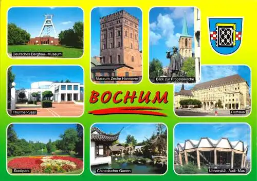 Ansichtskarte, Bochum, acht Abb., gestaltet, 2002