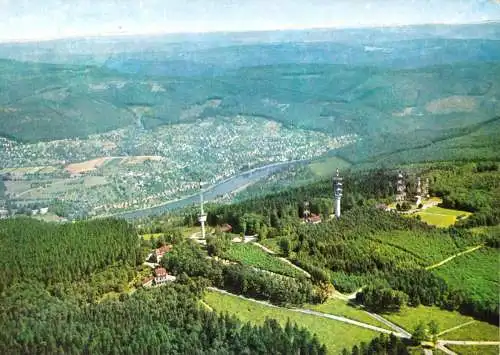 AK, Heidelberg, Luftbild von Königstuhl und Stadt, 1973