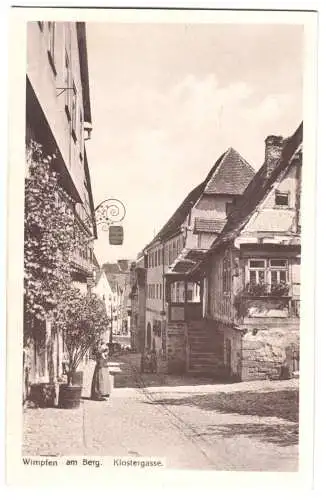 Ansichtskarte, Wimpfen am Berg, Partie in der Klostergasse, um 1925
