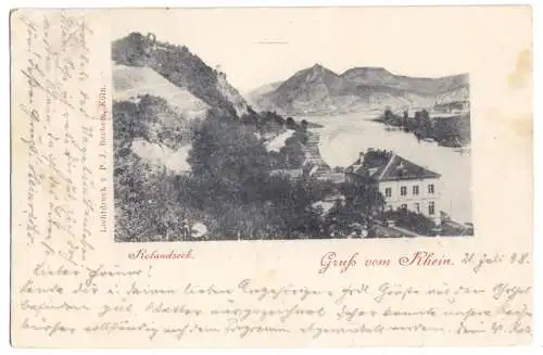 Ansichtskarte, Remagen, Rolandseck, Lichtdruck, 1898