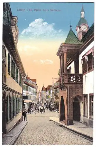 AK, Lahr i. Breisgau, Straßenpartie am Rathaus, um 1912