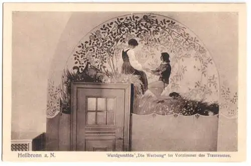 AK, Heilbronn a. Neckar, Wandgemälde im Vorzimmer des Trauraumes, 1922