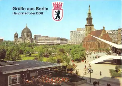 Ansichtskarte, Berlin Mitte, Teilansicht mit Marienkirche und Dom, 1984