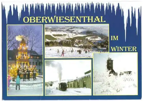 Ansichtskarte, Oberwiesenthal, vier Winteransichten, gestaltet, 2003