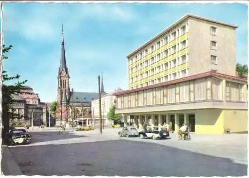 Ansichtskarte, Karl-Marx-Stadt, Blick zum Theaterplatz, 1964