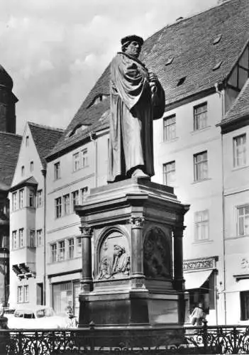 AK, Lutherstadt Eisleben, Lutherdenkmal auf dem Markt, 1969