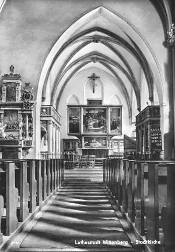 Ansichtskarte, Lutherstadt Wittenberg, Stadtkirche, Innenansicht, 1961