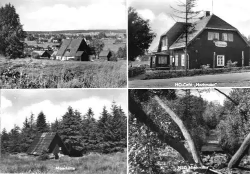 AK, Zinnwald - Georgenfeld, Hochmoor, vier Abb., u.a. HO-Café "Hochmoor", 1984