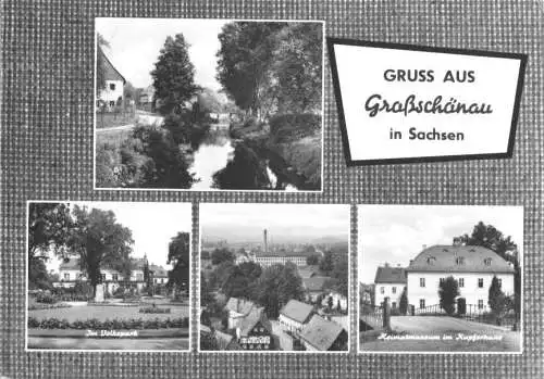 AK, Großschönau Sachs., vier Ortsansichten, gestaltet, 1966