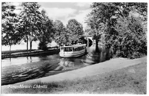 Ansichtskarte, Grünheide, OT Fangschleuse, Damper auf der Löcknitz, 1960