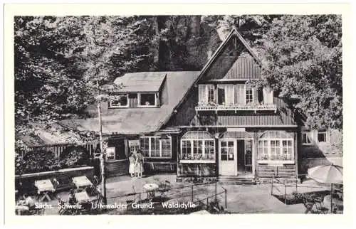 Ansichtskarte, Uttewalde Sächs. Schweiz, Uttewalder Grund, Gaststätte "Waldidylle", 1954