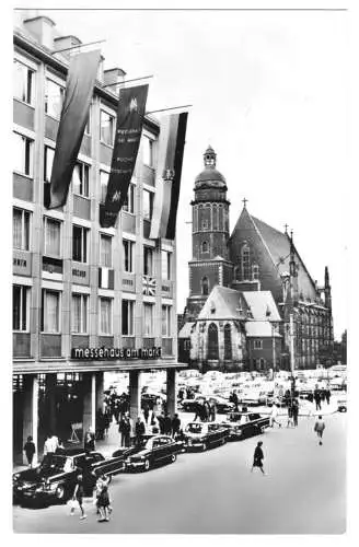 Ansichtskarte, Leipzig, Messehaus am Markt, belebt, 1965
