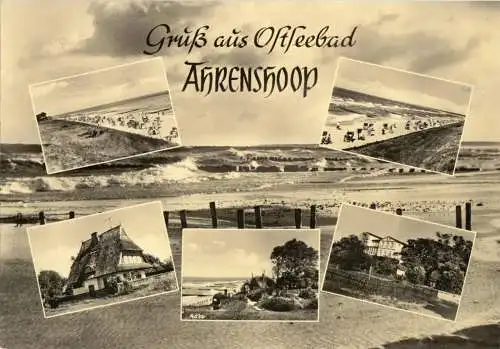 Ansichtskarte, Ostseebad Ahrenshoop, sechs Abb., gestaltet, 1961