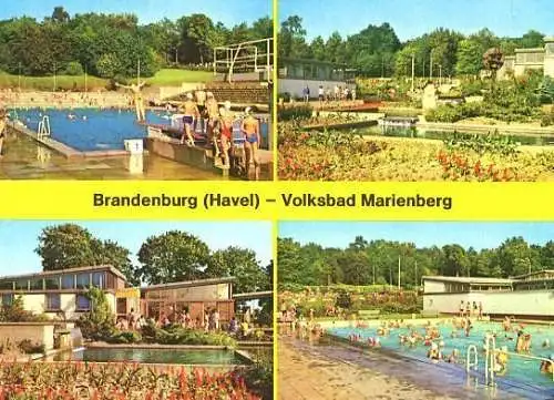 Ansichtskarte, Brandenburg Havel, Volksbad Marienberg, 4 Abb. 1978