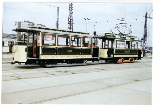 Foto im Ansichtskarte-Format (4), Berlin Marzahn, Historische Straßenbahn Tw 2082, 1987