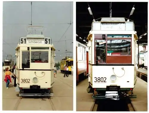 Foto im Ansichtskarte-Format (3), Berlin, Straßenbahn, Tw 3802, um 1990