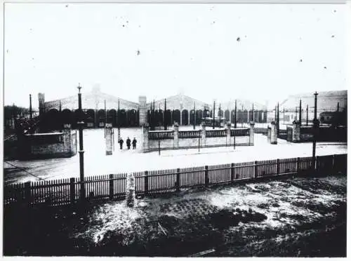 Foto im AK-Format, Berlin Neukölln, Straßenbahnbetriebshof, 1905, Reprint