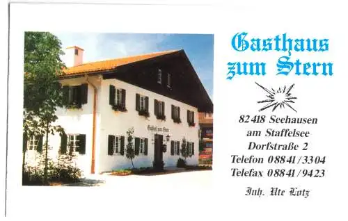illustrierte Rechnung, Seehausen am Staffelsee, Gasthaus zum Stern, 1995