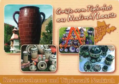 Ansichtskarte, Neukirch Lausitz, Grüße vom Töpferfest, vier Abb., um 2005